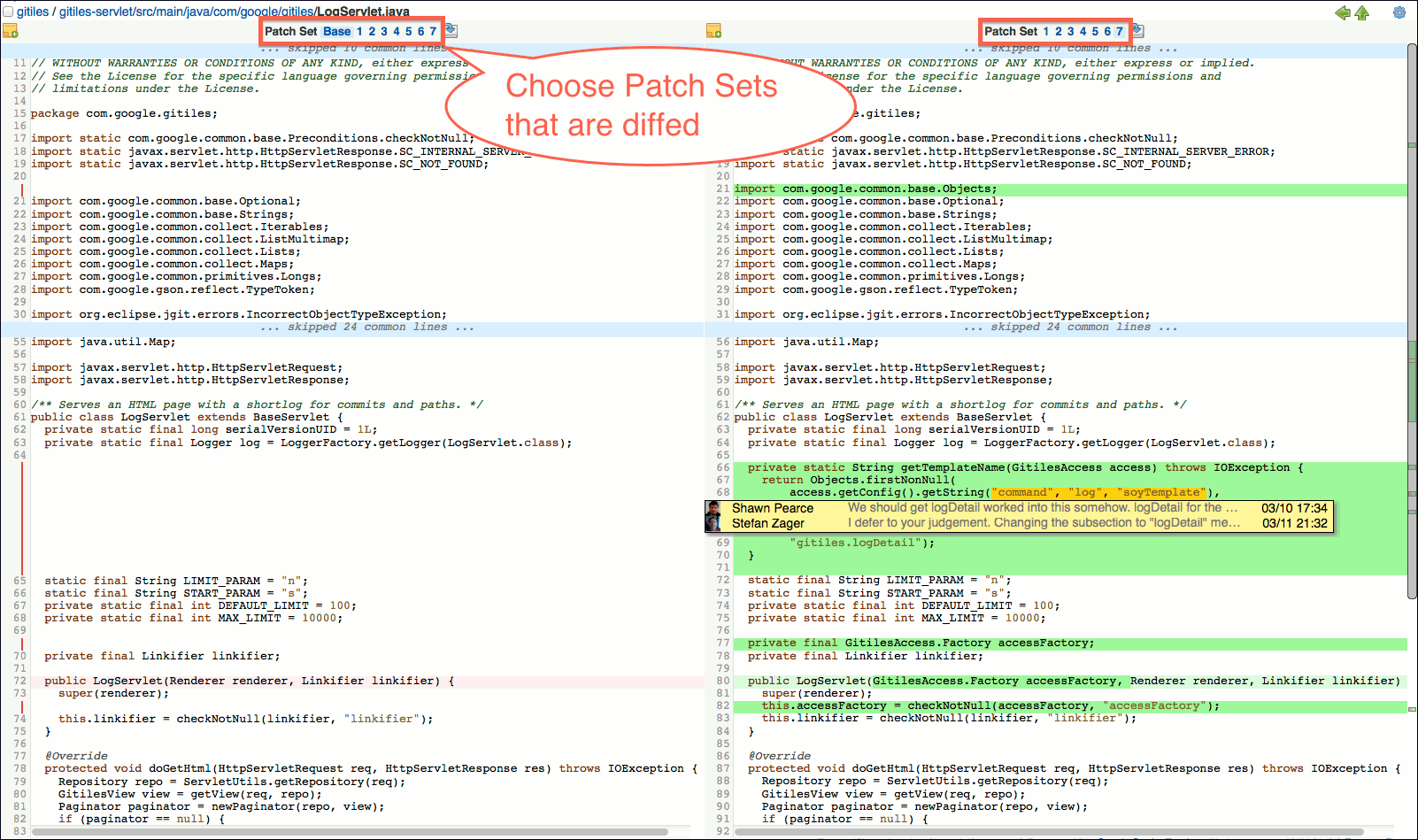 /opendev/gerrit/raw/commit/072794767b0a1811f08e3f035e90a8c20f0cf634/Documentation/images/user-review-ui-side-by-side-diff-screen-patch-sets.png