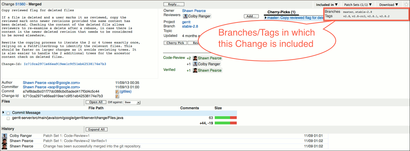 /opendev/gerrit/raw/commit/bd19d9a38072c51d3c5367b151370e8890403e01/Documentation/images/user-review-ui-change-screen-included-in-list.png