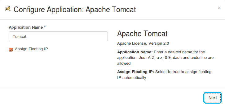 Configure Application dialog