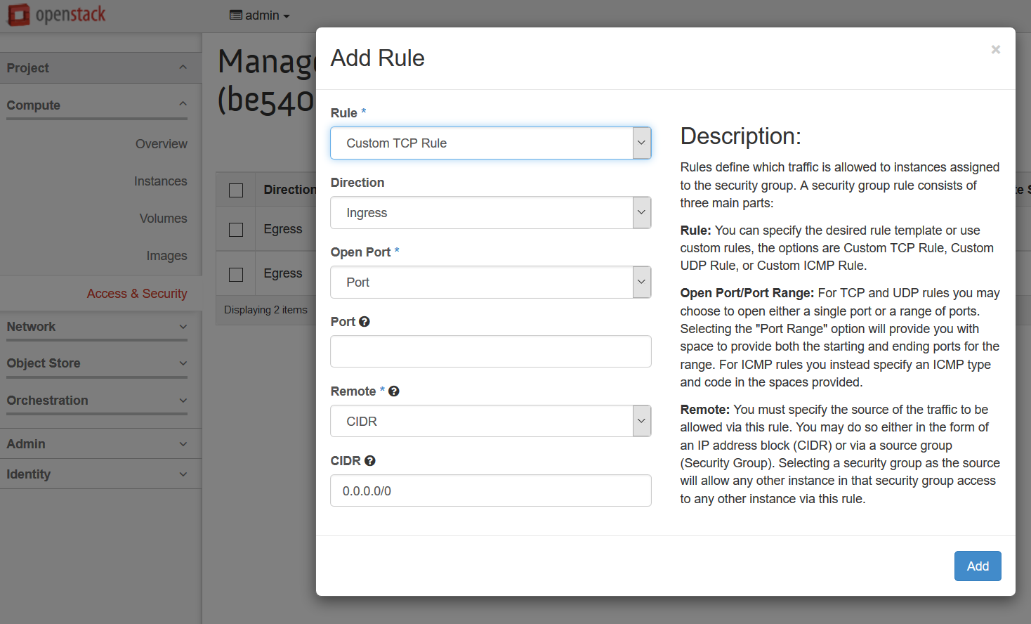 Screenshot: Manage rules